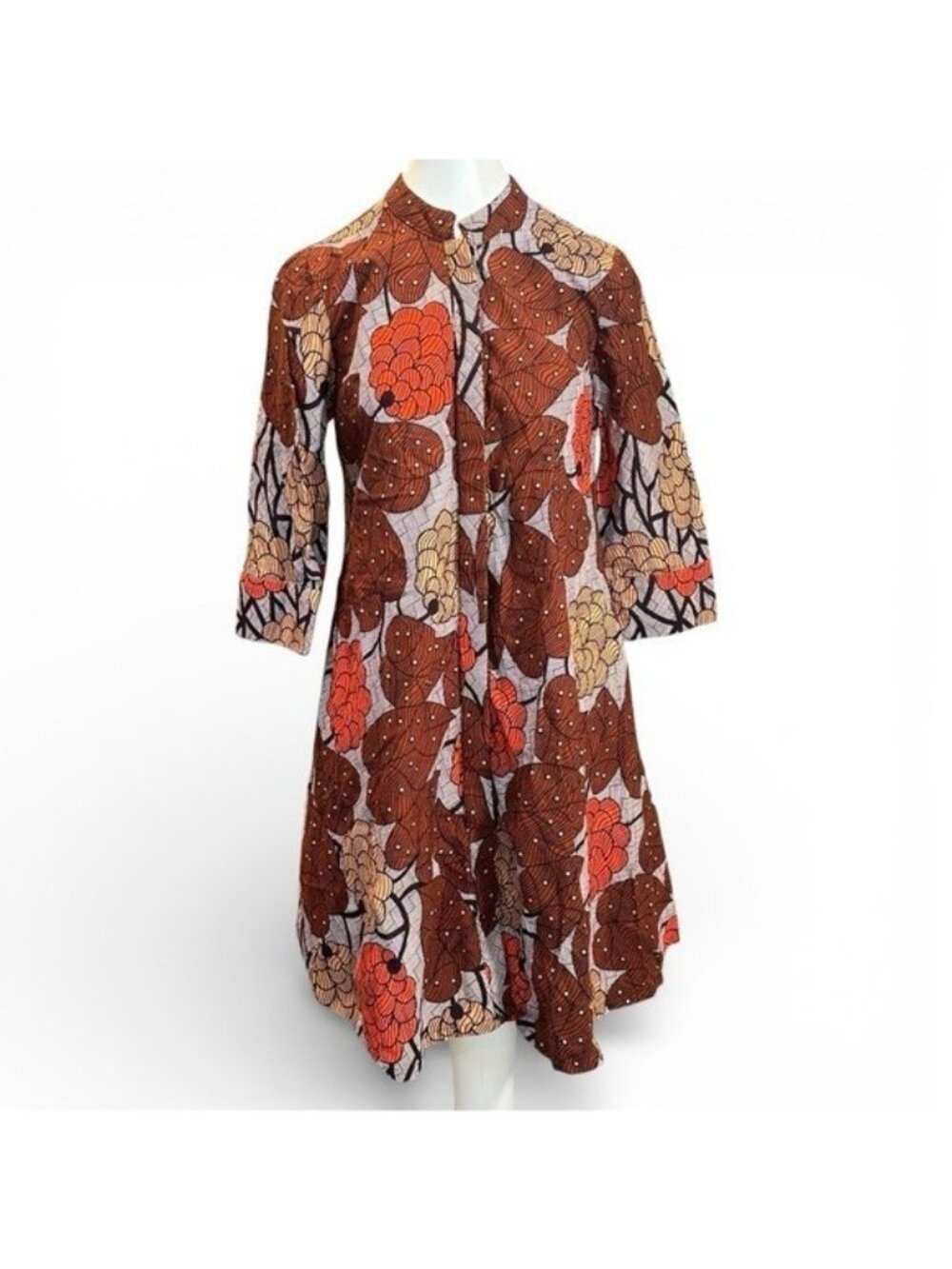 Zuri Kenya Just One Dress Allspice Size XS African Wax Print Ethical Cotton Art